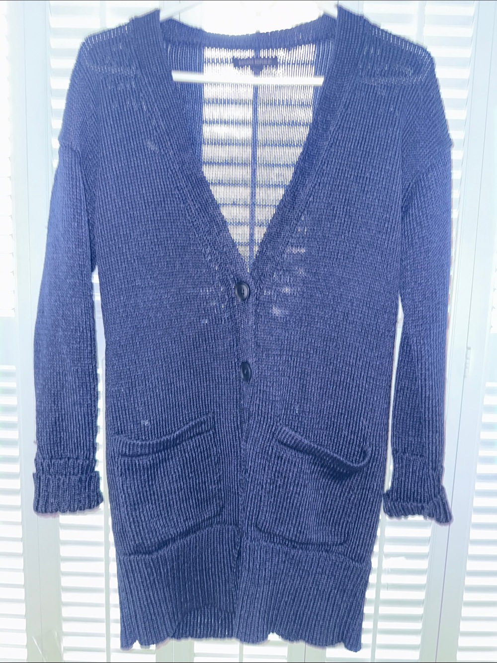 Banana Republic Navy Open Knit Cardigan